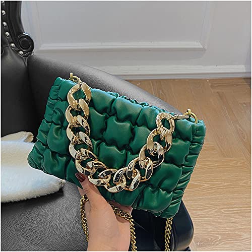 Chunky Chain Purses, KITOLTER Small Shoulder Bag Handbags Purse for Women (small, green)