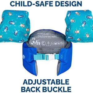 SwimWays Bluey Swim Trainer, US Coast Guard Approved Life Vest Kids Swim Vest, Arm Floaties & Life Jackets For Kids 33-55 Lbs, Bluey