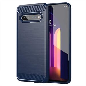 for lg v60 thinq case,for lg v60 case slim shock-absorption flexible tpu rubber full-body protective phone cover for lg v60 thinq,brushed blue