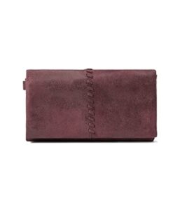 hobo keen wallet for women – snap closure with exterior back slip pocket, compact and practical easy carry wallet plum one size one size
