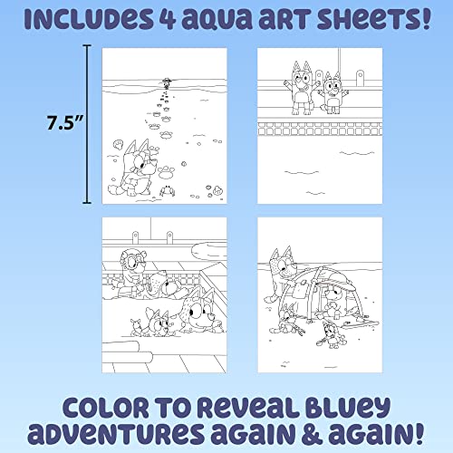 Bluey Aqua Art, Includes 4 Reusable Pages of Water Art & Water Pen, Color with Water Book, Water Reveal Activity Book, Paint with Water Books, Water Doodle Book, Reusable No-Mess Art Book