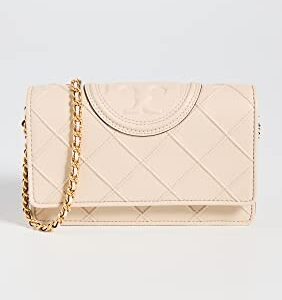 Tory Burch Women's Fleming Soft Chain Wallet, New Cream, Off White, One Size
