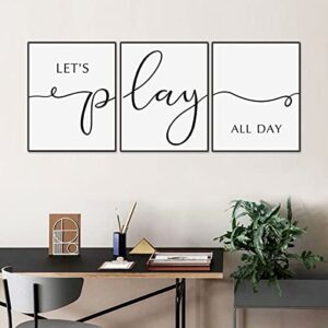 Let's Play All Day Wall Decor Playroom Game Room Wall Quotes Minimalist Poster Art Home Wall Decor Game Room Decor Gift, Set Of 3, UNFRAMED (11x14 inch)