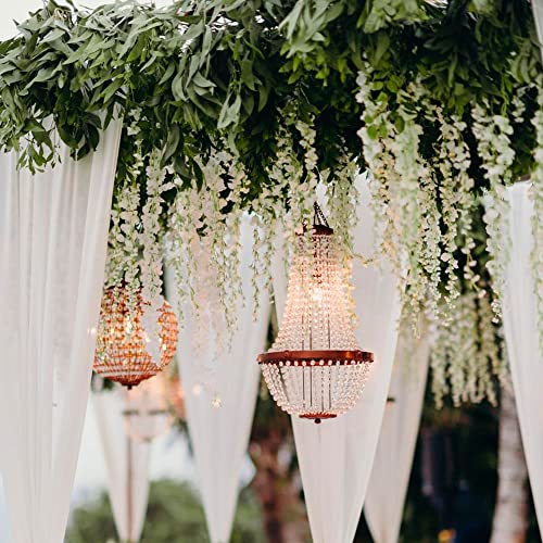 CEWOR 14pcs Wisteria Hanging Flowers 3.6ft Artificial Wisteria Vines Fake Hanging Garland Silk Flowers for Wedding Garden Outdoor Party Home Wall Decoration (White)