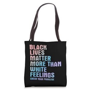 black lives matter more than white feelings – awareness tote bag