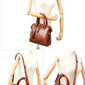 Women Fashion Handbags Wallet Tote Bag Shoulder Bag Top Handle Satchel Purse Set 4pcs (Red)