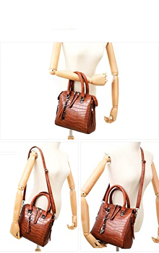 Women Fashion Handbags Wallet Tote Bag Shoulder Bag Top Handle Satchel Purse Set 4pcs (Red)