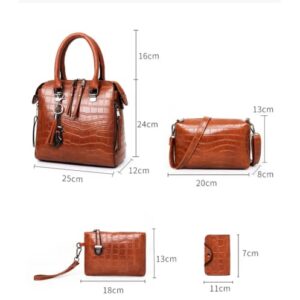 Women Fashion Handbags Wallet Tote Bag Shoulder Bag Top Handle Satchel Purse Set 4pcs (Red)