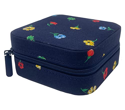 Kate Spade New York Navy Floral Travel Jewelry Case, Small Jewelry Box to Organize Rings, Necklaces, Earrings, Garden Toss