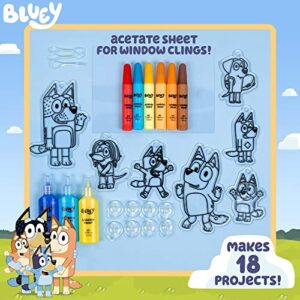 Bluey Window Art Suncatchers Kit for Kids to Paint, Great at-Home Kids Craft Activity or Bluey Birthday Party Idea, Toys for Kids Ages 3, 4, 5, 6