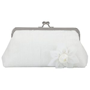 fawziya clutches formal handbag for women evening satin purse-white