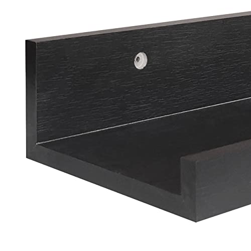 Art Emotion Black Floating Shelves | Set of 5 | Wall Shelf | Wood Bathroom Shelves | Bedroom | Living Room | Kitchen | Office & More (Black)