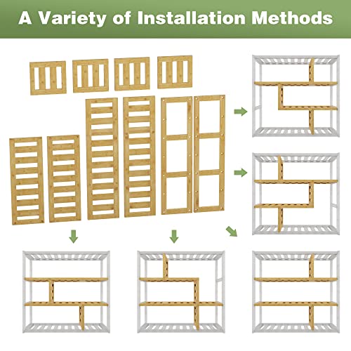 Epesoware Bathroom Bamboo Organizer 3 Tier Multifunctional Storage Rack Adjustable Wall Mounted Shelf Free Standing Plant Stands,Floating Shelves Over Toilet