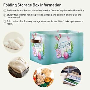 Foldable Storage Basket, Cube Organizer Bins Happy Easter Cube Bag Dual Handles for Closet Shelf