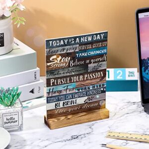 Desk Decor Presents Inspirational Encouragement Cheer Up Plaque Motivational Bathroom Decoration Modern Office Positive Quotes for Women Rustic Inspiring Art Table Decorative Wooden Sign with Stand