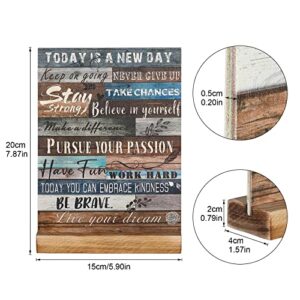 Desk Decor Presents Inspirational Encouragement Cheer Up Plaque Motivational Bathroom Decoration Modern Office Positive Quotes for Women Rustic Inspiring Art Table Decorative Wooden Sign with Stand