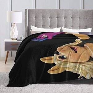 Cteeap Fun Bom Ke-Rmit-Miss Piggy Ultra-Soft Micro Fleece Blanket Digital Printed Warm Lightweight Versatile for All Seasons Bed Sofa Couch Throw Blanket 80''X60'', Black