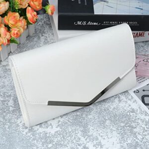 SHERCHPRY Large Mens Wallet White Clutch Evening Purse with Chain Strap for Women Ladies Wedding/Prom/Black- Tie Events Womens Wristlet Wallets