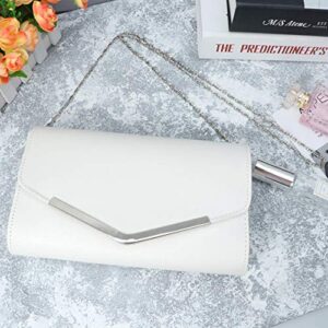 SHERCHPRY Large Mens Wallet White Clutch Evening Purse with Chain Strap for Women Ladies Wedding/Prom/Black- Tie Events Womens Wristlet Wallets