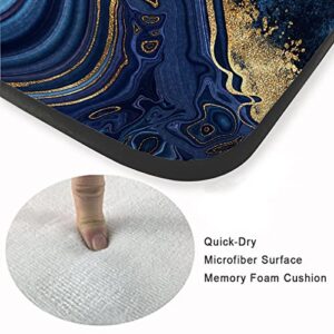 Washable Area Sponge Rug Pad for Kids Girls Bedroom Living Room Dark Blue Marble, Gold Natural Luxury Abstract Art Non-Slip Carpet Super Soft Extra Thick Bathroom Dorm Home Indoor Small Floor Rugs