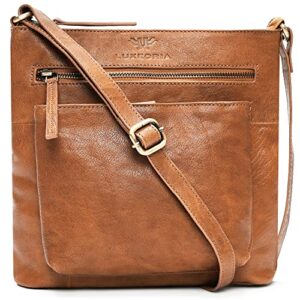luxeoria genuine leather crossbody sling bag for women classy light brown