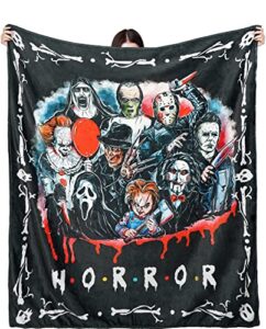 horror movie watching halloween throw blanket scary movie fuzzy flannel for couch sofa or bed 50inch*60inch
