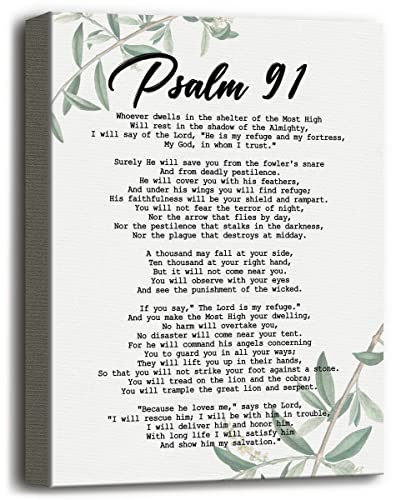 Inspirational Quotes Canvas Wall Art, Psalms 91 Wall Art Sign, Spiritual Wall Decor Sign, Bible Verse Print, Scripture for The Home or Office Sign, Christian Scripture Wall Decor 12x15