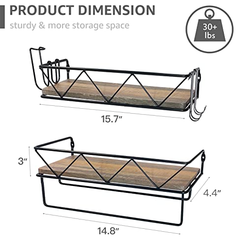 QEEIG Farmhouse Floating Shelves + Bathroom Shelves Bundle (Contains 2 Items)