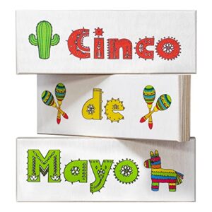 jennygems cinco de mayo wooden signs set, decor for cinco de mayo, tiered tray sign for cinco de mayo, made in usa