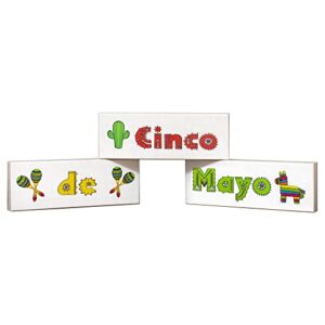 JennyGems Cinco De Mayo Wooden Signs Set, Decor for Cinco De Mayo, Tiered Tray Sign for Cinco De Mayo, Made in USA
