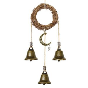 witch bells witchcraft decor gifts magic pagan wall home room door knob decorative protection kitchen witches runes wiccan altar supplies (hemp rope 3 bells)