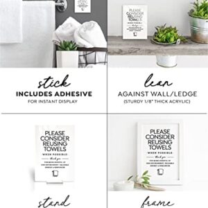 4x6 Inch Please Reuse Towels, Designer Sign ~ Ready to Stick, Lean or Frame