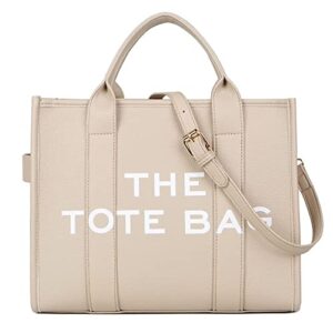 tote bags for women oversized pu leather tote bag handle shoulder crossbody bag purse luxury shoulder bag (beige)