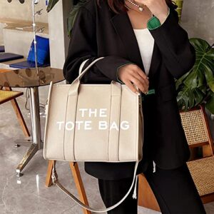 Tote Bags for Women Oversized PU Leather Tote Bag Handle Shoulder Crossbody Bag Purse Luxury Shoulder Bag (Beige)