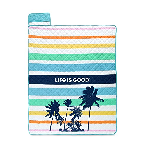 Berkshire Blanket & Life is Good Outdoor Throw | Packable Water Repelling Tear Resistant Camping Picnic Blanket | Stripe| 55" x 70"