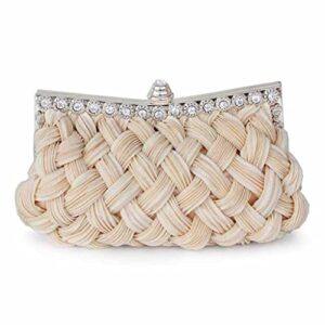 kami-jia weaving diamante crystal prom cocktail party wedding engagement evening bag purse clutch pouch 9.26′ 1.18′