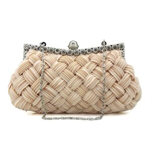 Kami-jia Weaving Diamante Crystal Prom Cocktail Party Wedding Engagement Evening Bag Purse Clutch Pouch 9.26' 1.18'