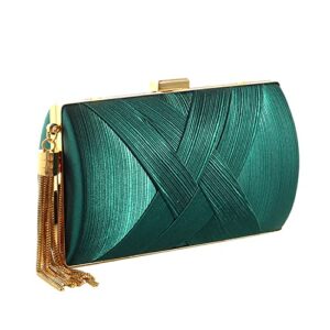 zengmei clutch bag purses for women evening stain fabric brid al purse for wedding prom night out party (green)