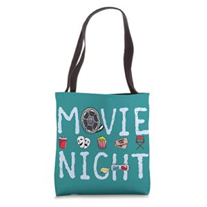 movie night popcorn tickets family cinema time film theater tote bag