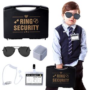 keymall ring bearer wedding ring security box include special agent id card shades ring box for kids ring bearer proposal gift (set a)