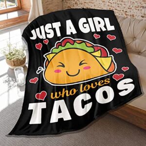 soft flannel blanket just girl loves tacos lightweight plush throw air conditioner quilt for women men couch bed sofa decorative blankets 80″x60″ large for adults