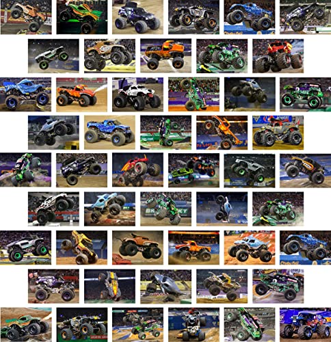 LIYA 50PCS Monster Truck Wall Collage Kit - 4x6 inch - Monster Truck Wall Decor, Posters for Boys Room, Monster Trucks Aesthetic Pictures Decorations, Monster Truck Room Decor for Boys, Monster Jam Posters for Room Bedroom Playroom Wall Art Birthday Party