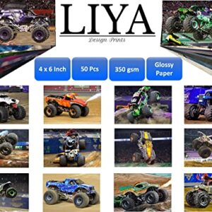 LIYA 50PCS Monster Truck Wall Collage Kit - 4x6 inch - Monster Truck Wall Decor, Posters for Boys Room, Monster Trucks Aesthetic Pictures Decorations, Monster Truck Room Decor for Boys, Monster Jam Posters for Room Bedroom Playroom Wall Art Birthday Party