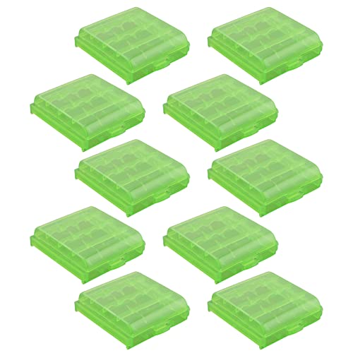 WskLinft 10Pcs Battery Storage Case Heat-Resistant Eco-Friendly Clear Container Storage Box for Office Green