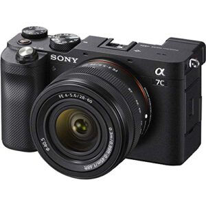 Sony Alpha a7C Mirrorless Digital Camera with 28-60mm Lens (Black) (ILCE7CL/B) + 64GB Memory Card + NP-FZ-100 Battery + Corel Photo Software + Case + External Charger + Card Reader + More (Renewed)