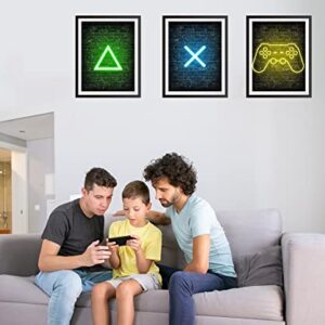 Printed Neon Gaming Posters Set of 6 (8”X10”), Boys Room Decorations for Bedroom, Game Room Decor, Video Game Art Gift, Video Game Print, Video Game Poster, No Frames