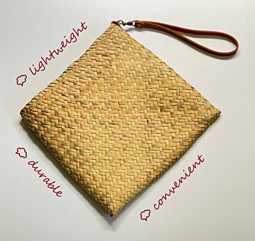 ViJade Handmade Seagrass Woven Straw Wallet Purse Handbag with Fabric Lining for Varied Occasions and Lifestyles