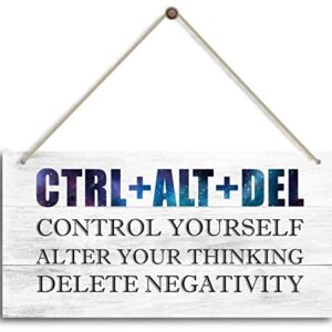 CTRL+ALT+DEL - Control Yourself-Alter Your Thinking - Delete Negativity. Inspirational Home Office Decor，Bedroom Decor, Farmhouse home decoration sign，or Any Other Home Decor