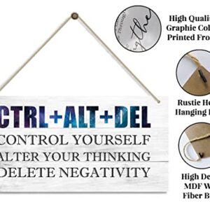 CTRL+ALT+DEL - Control Yourself-Alter Your Thinking - Delete Negativity. Inspirational Home Office Decor，Bedroom Decor, Farmhouse home decoration sign，or Any Other Home Decor