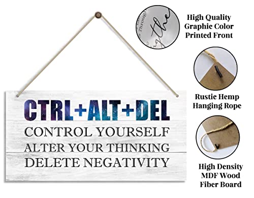 CTRL+ALT+DEL - Control Yourself-Alter Your Thinking - Delete Negativity. Inspirational Home Office Decor，Bedroom Decor, Farmhouse home decoration sign，or Any Other Home Decor